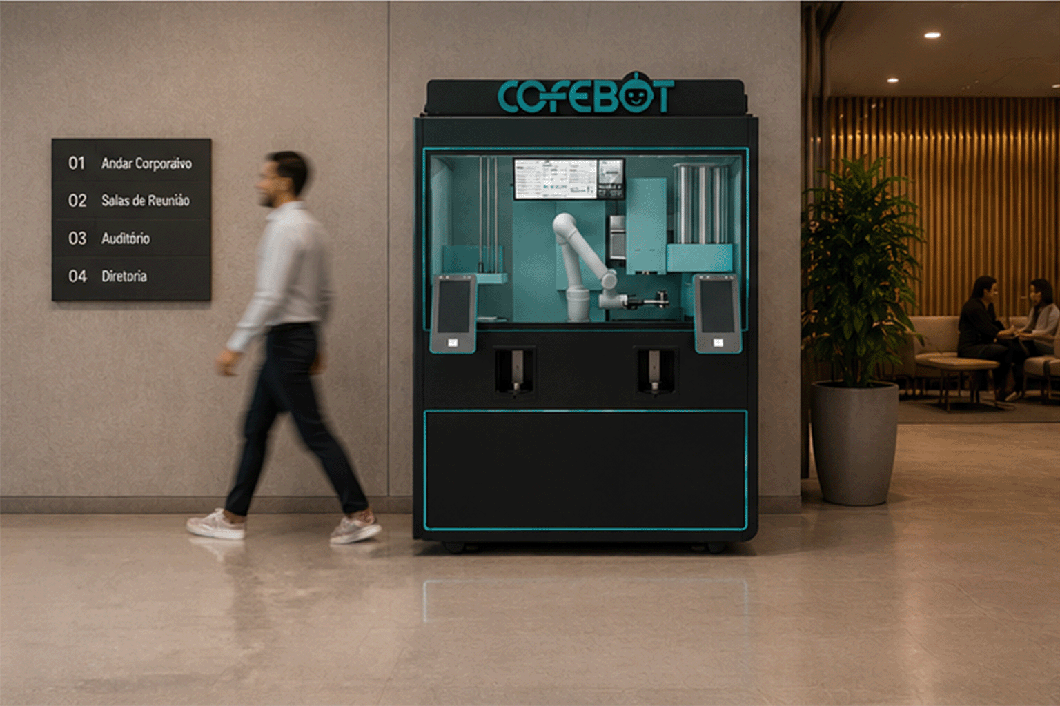 Ilustração de onde instalar o Cofebot